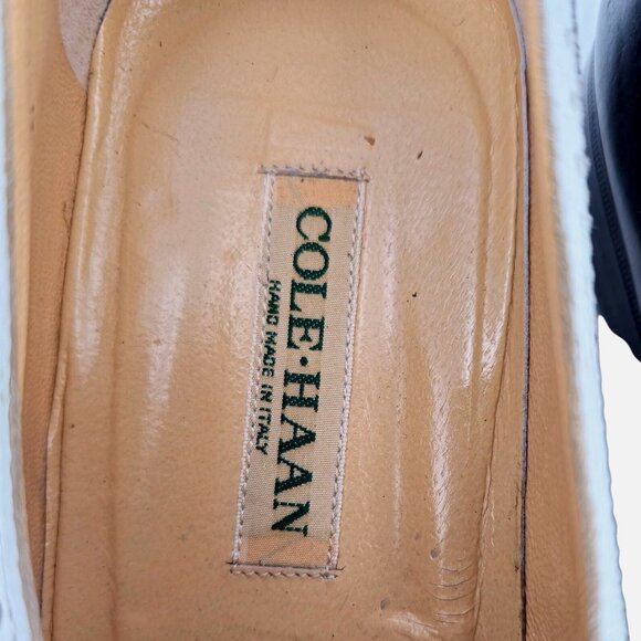 Vintage Bespoke Cole Haan Black White Leather Spectators 9.5 Italian Dress Shoes - Picture 11 of 15